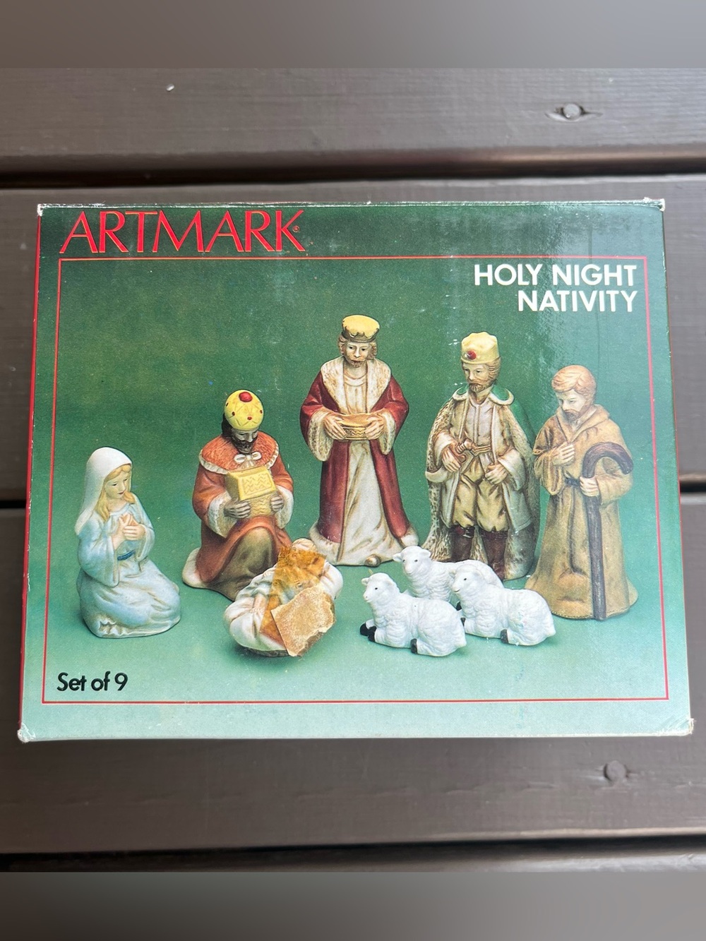 Vintage Artmark Holy Night Nativity Set Porcelain Figurines In Box Christmas